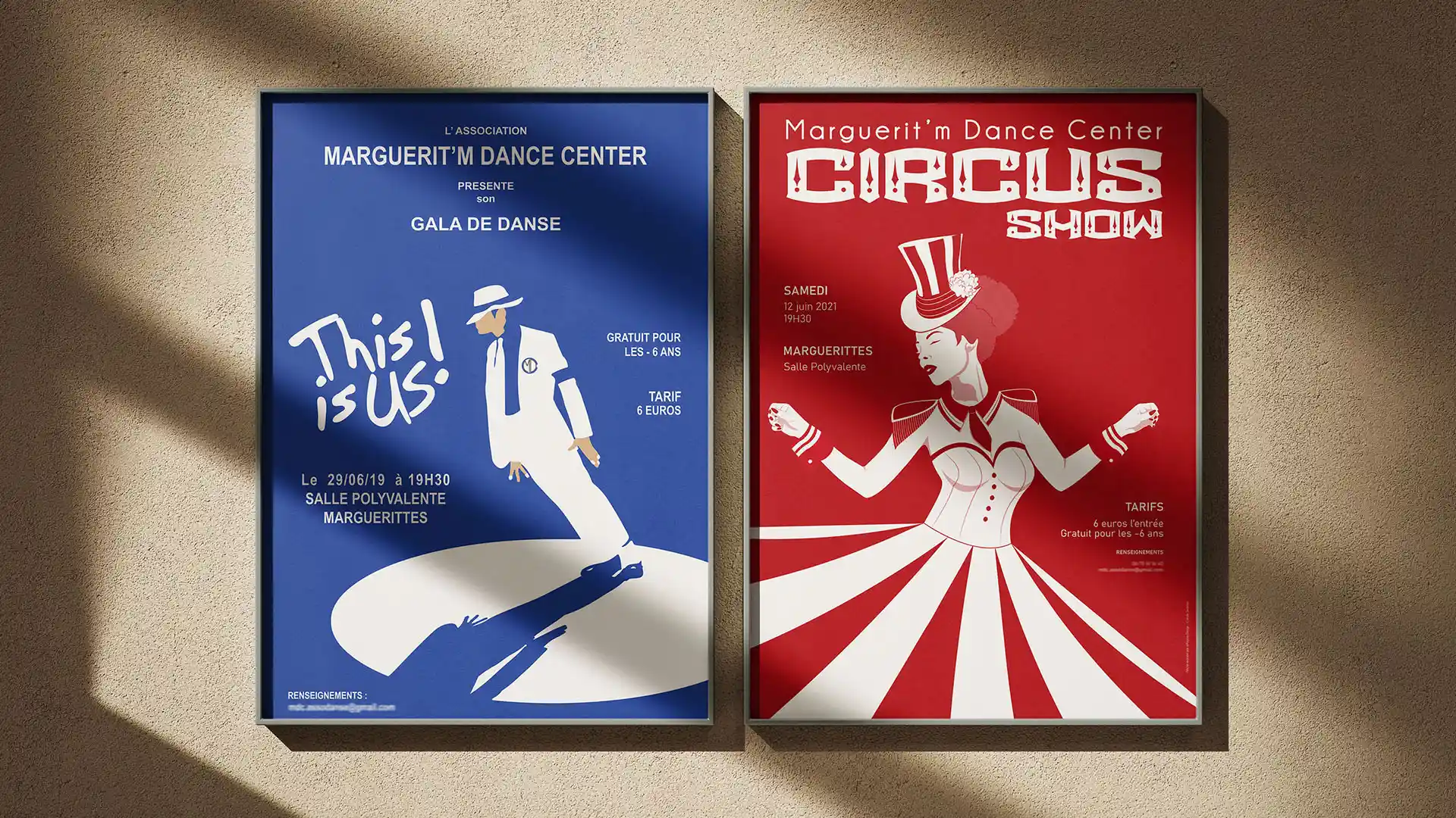 Affiches illustrées association de danse marguerittoise